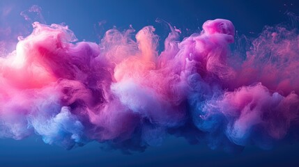 Aufkleber - Colorful ink swirling in water creating vibrant abstract clouds in shades of pink and blue against a dark background for artistic visuals