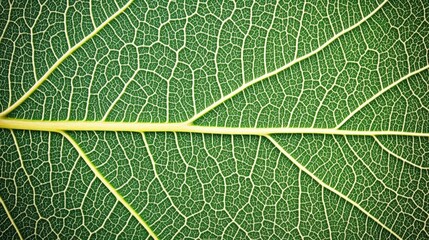 Wall Mural - Close-up of intricate green leaf texture showcasing natural patterns and details for backgrounds and wallpapers.