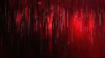Poster - Abstract digital coding lines on a dark metallic background with vibrant red highlights representing software development and technology concepts.