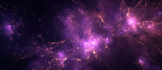 Wall Mural - colorful cosmic nebula with vibrant lilac hues and sparkling star-like elements against a dark night