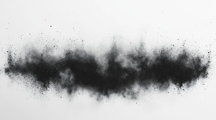 Poster - Monochrome abstract black dust texture on a white background creating a striking contrast and visual impact for design projects.