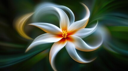 Leinwandbilder - Colorful abstract floral design with blurred effects creating a vibrant and artistic representation of a flower on a dark background.