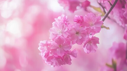Wall Mural - soft pink cherry blossoms in full bloom on a spring day