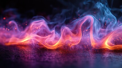 Leinwandbilder - Elegant purple and blue flames dancing on a dark background with glowing sparks creating a mesmerizing visual effect for artistic backgrounds.