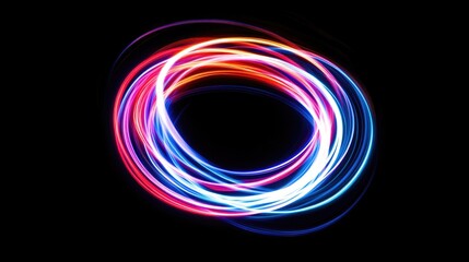 Fototapete - Vibrant glowing circles of light in darkness creating an abstract colorful pattern for artistic and design purposes