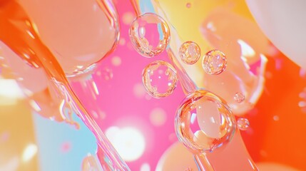 Fototapete - Colorful Abstract Air Bubbles in Liquid with Soft Lighting and Gradient Background