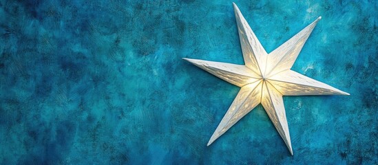 Aufkleber - Illuminated Blue Star Decoration for Festive Christmas Home Ambiance on Vibrant Textured Background