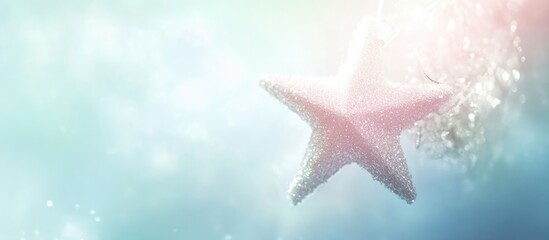 Aufkleber - Delicate Christmas star ornament glimmering against a serene blurred pastel background for festive holiday themes