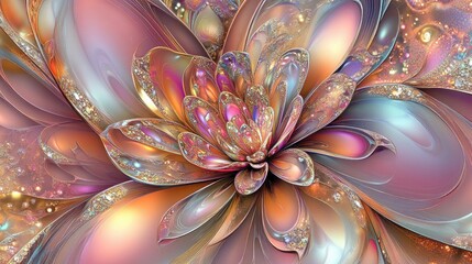 Aufkleber - Vibrant abstract floral design with intricate details and luminous colors creating a stunning visual experience for art and design purposes