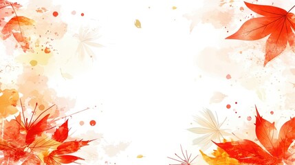 Aufkleber - Autumn leaves border on white background Natural seasonal design for mockup templates with ample space for text or messaging