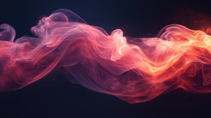 Poster - Dynamic swirling red smoke creating an abstract wave effect against a dark background for artistic and design purposes