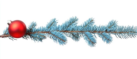 Aufkleber - Blue spruce branch decorated with a red Christmas ball and colorful presents for festive holiday celebrations