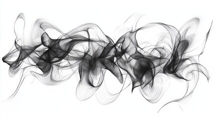 Leinwandbilder - Abstract monochrome smoke waves flowing gracefully against a white background evoking a sense of movement and fluidity in design concepts