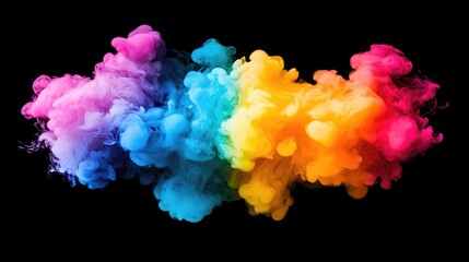 Fototapete - Colorful abstract vape smoke swirling against a black background creating a vibrant and artistic visual effect.