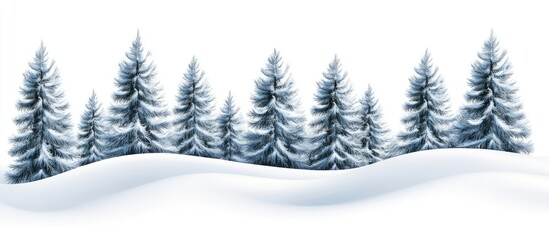 Aufkleber - Winter landscape featuring snow-covered trees against a clean white backdrop ideal for Christmas and holiday themed designs