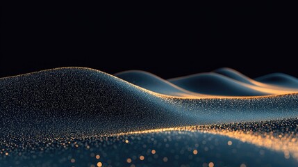 Fototapete - Abstract data landscape with illuminated waves representing AI and business intelligence concepts in digital transformation and analytics.