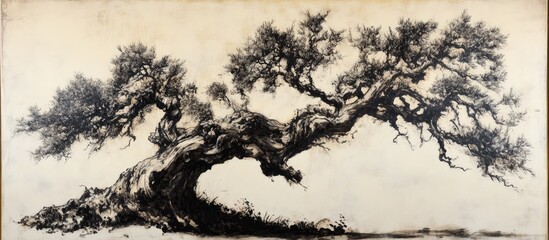 Aufkleber - Aged cedar tree illustrating intricate textures and forms in a timeless natural landscape setting