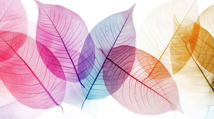 Aufkleber - Translucent colored leaf veins background with soft pastel hues creating an artistic and natural texture for design and decoration purposes.