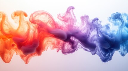 Fototapete - Acrylic paint and ink swirling in water creating vibrant abstract patterns with vivid colors against a clean white background