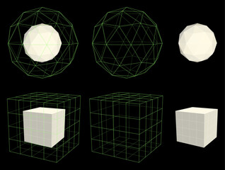 Sphere and cube hologram set 