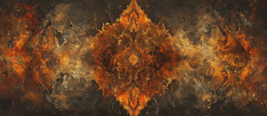 Aufkleber - Vibrant abstract explosion of orange and gold hues resembling fireworks against a dark textured background creating an energetic visual impact