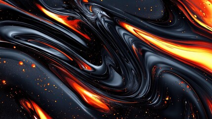 Fototapete - Abstract fluid art with black and red tones featuring a dynamic burning flame effect and swirling patterns for modern backgrounds