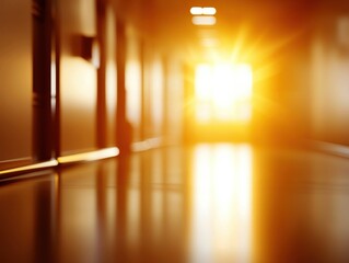 Leinwandbilder - A sunlit hallway with a warm glow, creating an inviting and tranquil atmosphere.