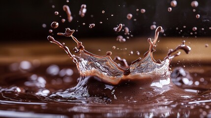 Wall Mural - Splash of liquid chocolate in mid-motion