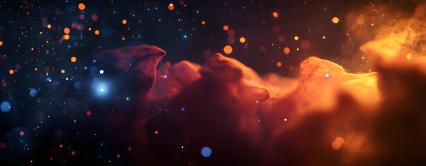 cosmos wallpaper with orange and blue stars.