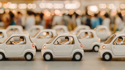 Poster - Electric car assembly line in a factory featuring robots and workers manufacturing electric vehicles industrial environment