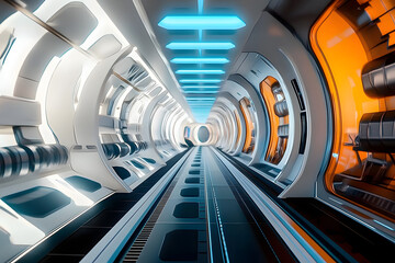 Canvas Print - 3D Rendered Illustration, visualisation of a science fiction spaceship, gangway