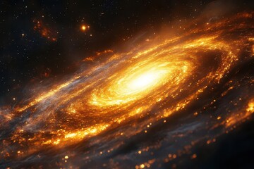 Wall Mural - cosmic scene of a swirling galaxy, vibrant nebulae with rich colors blending together, and shining stars scattered across the vast expanse of space, evoking a sense of wonder and mystery