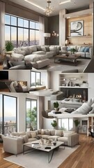 Wall Mural - Collage of modern living room