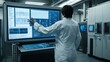 © Media Srock - Scientist Analyzing Data on Large Digital Screen in Modern Research Laboratory