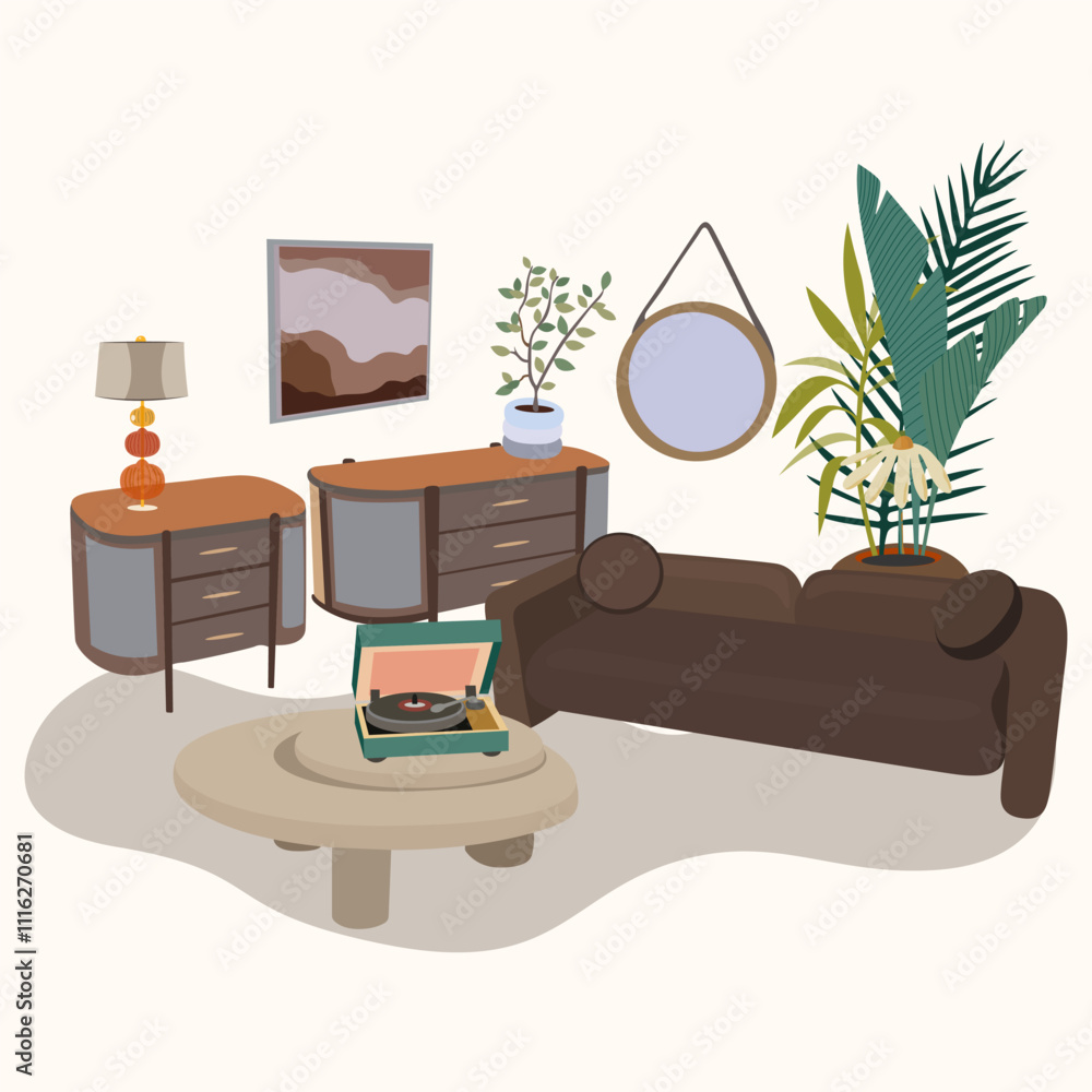 Living room furniture vector set for modern home interior design. Home ...