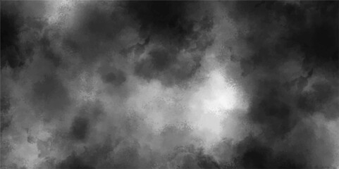 Poster - Abstract design with black background and white color smoke fog. Fog and smoky effect artworks design and watercolor. Modern Dark and Dramatic Storm Clouds Area Background