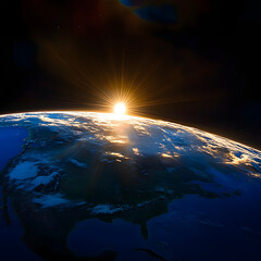 Wall Mural - sunrise over the earth in outer space