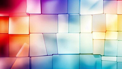 Leinwandbilder - Abstract Cube Wall: A mesmerizing mosaic of vibrant, iridescent cubes creates a captivating and dynamic abstract background,  perfect for modern designs.