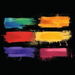 Poster - Brush strokes vector. yellow, blue, dark blue, backgrounds. Colorful set of text boxes. Paintbrush collection. Dirty brush texture banners. Rectangular painted objects.eps8
