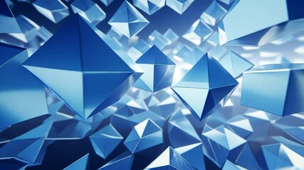 Leinwandbilder - Blue Abstract Geometric Shapes in a 3D Design: An abstract, dynamic, and futuristic background texture with a mesmerizing pattern of blue geometric shapes, creating a sense of movement and energy.