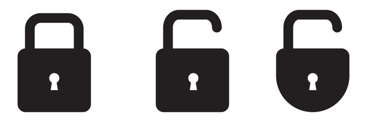 Wall Mural - lock icons set. locked and unlocked privacy lock symbol set . vector illustration.lock icon collecti