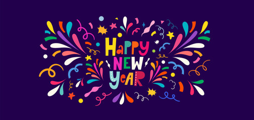 Wall Mural - happy new year vector illustration. festive new year banner