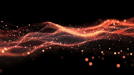 Wall Mural - abstract digital wave with glowing particles representing data processing and global connectivity ov