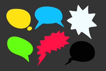 Poster - Set of color cartoon speech clouds isolated on daek background