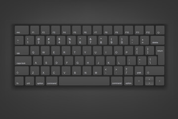 Poster - Grey keyboard buttons on dark background. 3d vector illustration