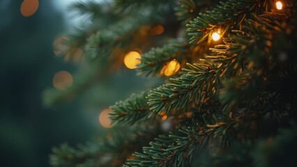 Wall Mural - a close up of a christmas tree with lights on it