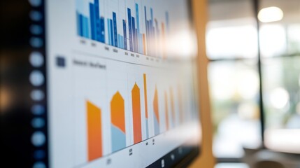 Poster - Colorful Business Graphs Displayed on a Digital Screen in Office