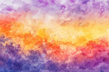 Wall Mural - Beauty Background. Abstract Watercolor Sunset Sky in Orange and Purple Tones