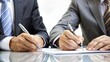 © Katewaree - Business professionals engaged in an important contract signing process, showcasing teamwork, collaboration, and professionalism in a modern office environment with formal attire
