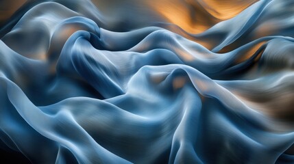 Poster - Abstract blue and gold fabric waves.